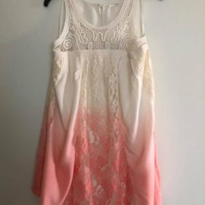 Ombre Cream and Coral Mini Babydoll Dress